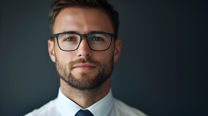 confident man with glasses and suit, professional portrait