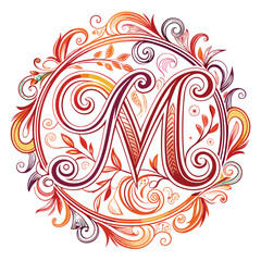 elegant monogram with letter m lettering