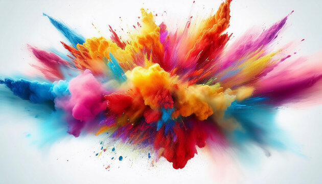 Farbexplosion auf wei&szlig;em Hintergrund.