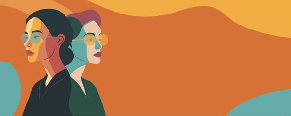 Vector abstract illustration for Feminism Day, Women's Day, different women standing together. Women's day, concept of movement for gender equality and women's rights, for website, banner, poster