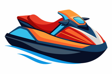 Naklejka premium Orange and Blue Jet Ski with White Background