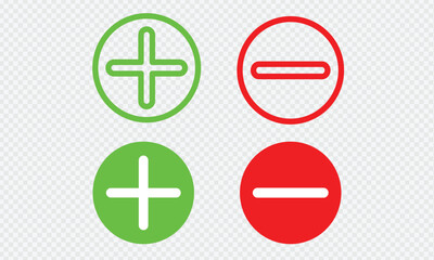 Fototapeta premium plus and minus icons set in green and red color. Calculator icon, you can use for commercial. 
