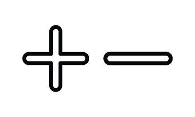 Obraz premium set of plus and minus symbols in circular and square shapes, positive and negative signs, vector black and white icons, geometric symbols for math, web, and UI design elements