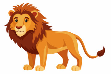 Obraz premium A Cartoon Illustration of a Standing Lion with a Brown Mane