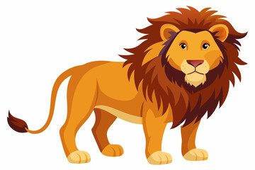 Obraz premium Cartoon Lion Standing with a Full Mane