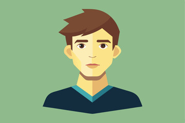 Flat Cartoon Illustration of a Man with Brown Hair