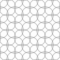 Fototapeta premium Seamless geometric pattern, consisting of black lines with overlapping circle shapes on a white background. Suitable for digital graphics, interior design, textiles, print, etc.