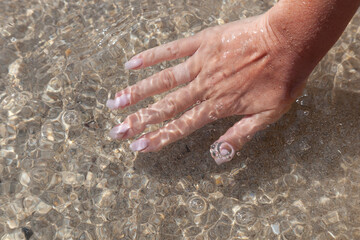 Hands with pure water