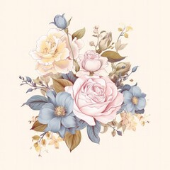Elegant Pastel Floral Bouquet with Roses