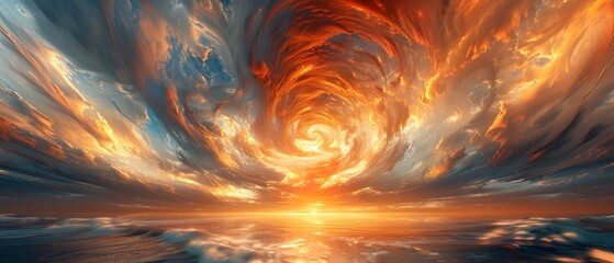 Dramatic sunset over ocean.
