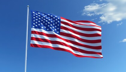 American Flag Waving in the Wind
