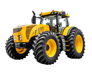 A vibrant yellow tractor showcasing modern design, ideal for farming and agricultural operations in...