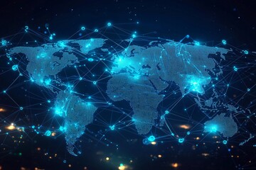 Obraz premium Global Digital Business Network Connection Illustration created with Generative AI