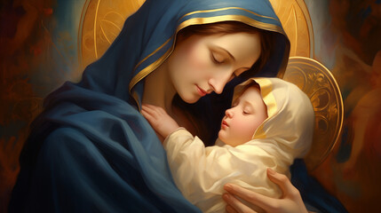 Mother Mary and Sleeping Baby Jesus © Thomas