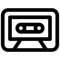 Cassette tape. Editable stroke vector icon. 