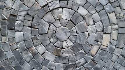 Fototapeta premium Grey circular stone wall background