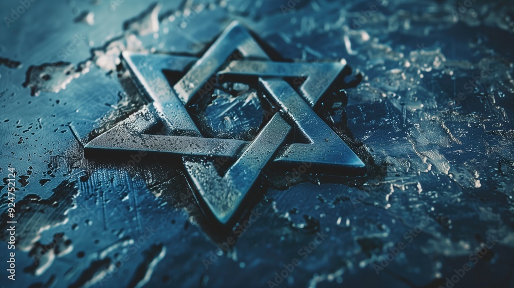 Poster close-up of hanukkah star of david on textured surface