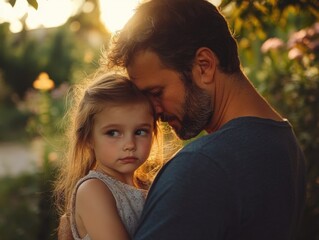 Fototapeta premium Father and daughter moment in the sun