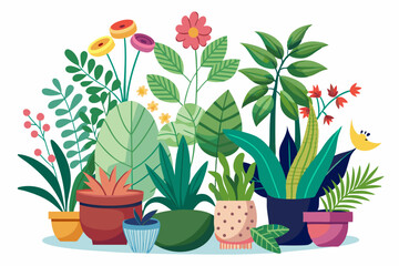 Colorful Potted Plants and Flowers