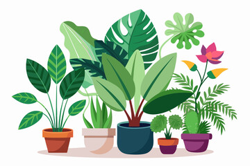 Fototapeta premium A Collection of Potted Plants with Green and Pink Foliage