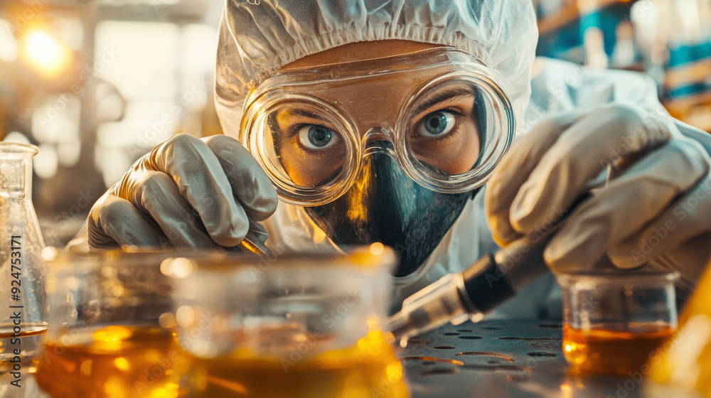 Poster scientist working in laboratory.