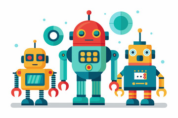 Three Friendly Robots Standing Together