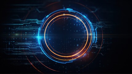 Circular interface, futuristic technology background.