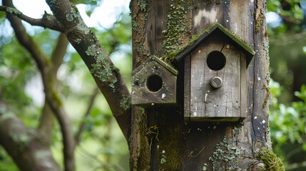 Urban Wildlife: Focus on urban wildlife habitats, birdhouses, and green spaces, highlighting the city's biodiversity and nature conservation efforts