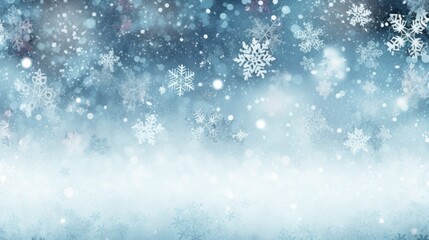 Fototapeta premium Abstract winter background with snowflakes and bokeh.