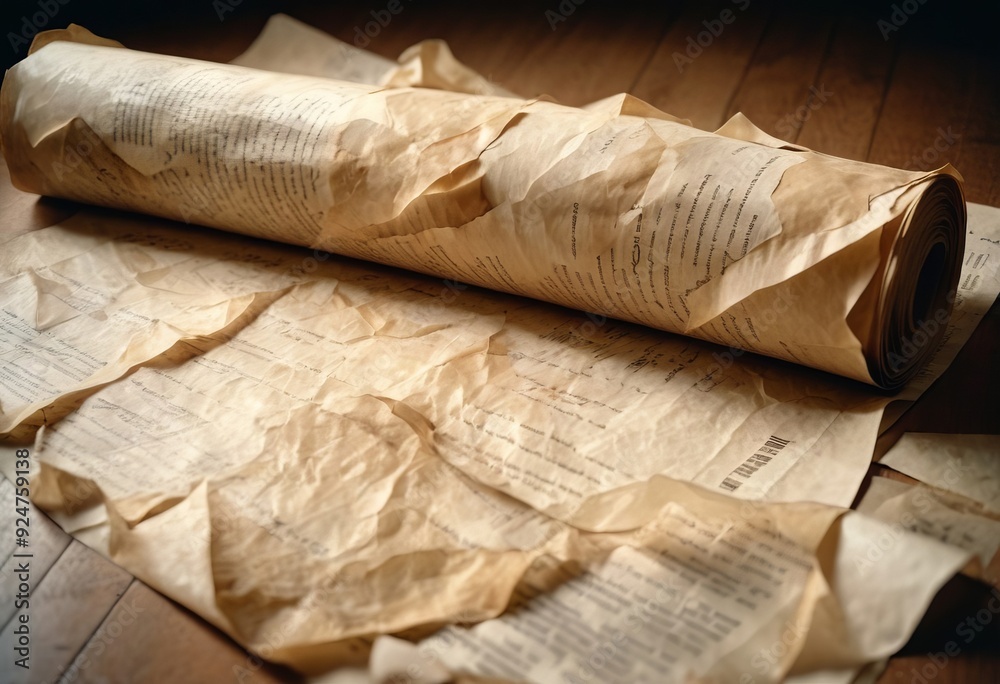 Wall mural ancient scroll parchment over old paper background