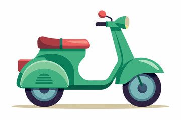 Obraz premium Green Vintage Scooter with Red Seat