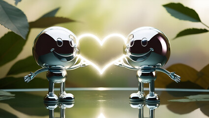 Glowing Hearts in a Tranquil Grove