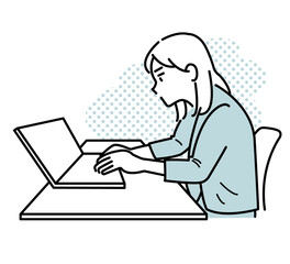 猫背の女性のイラスト