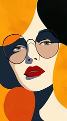 Minimalist flat design character portrait modern aesthetics bold colors clean lines abstract elements elegant simplicity