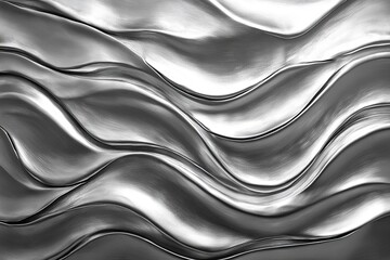 Intricately textured silver metal background with a smooth metallic finish and subtle reflections enhancing modern visual appeal