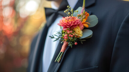 Close-Up of a Groom's Boutonniere