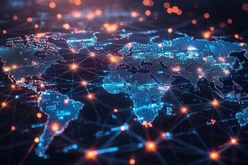 Global Digital Business Network Connection Illustration created with Generative AI