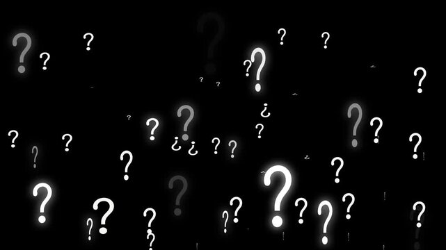 neon glow  white question mark animation with black screen background. exclamation mark, confused or idea icon, final decision,  Pop up animation,  Doubts, Why asking concept. Question sign.