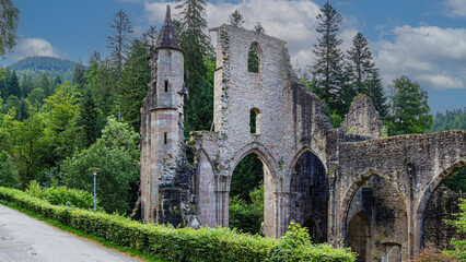 Fototapeta premium Ruins of an old monastery in black forest