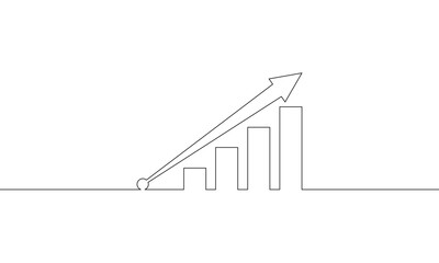 Continuous one line drawing of arrow up. Business growth graph in illustration vector. Single line art of increasing arrow. Bar chart icon sign symbol