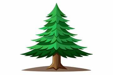 A Tall Green Pine Tree with a Brown Trunk and Roots