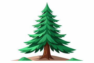 Obraz premium Tall Green Evergreen Tree with Brown Trunk