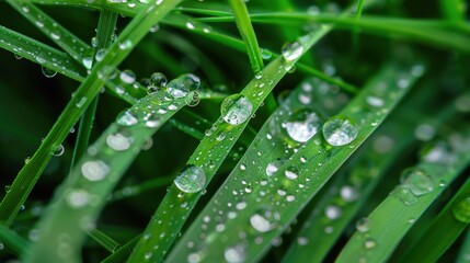 Dewdrops on Grass Blades
