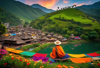 stunning sceneries featuring vibrant local customs cultural elements beautiful landscapes, scenery, nature, beauty, tradition, outdoor, heritage