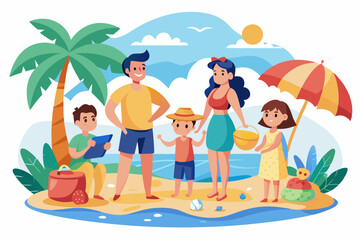 Fototapeta premium Happy Family Enjoying a Day at the Beach