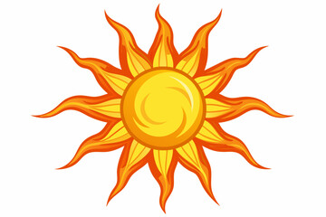 Cartoon Sun with Yellow and Orange Rays