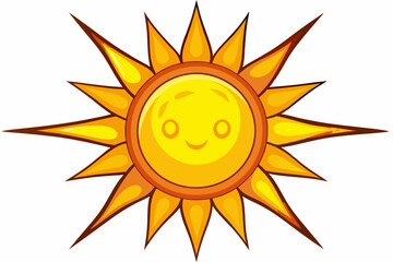 Cartoon Sun with a Smiling Face and Orange Rays