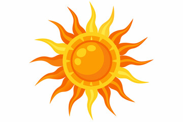 Naklejka premium Cartoon Illustration of a Yellow Sun with Orange Rays