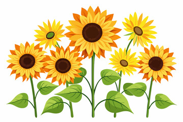 Obraz premium A Bouquet of Sunflowers with Green Leaves