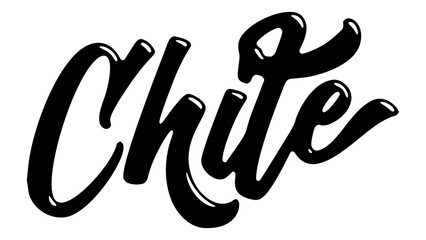 Chile country name written in street art-style liquid brush script lettering